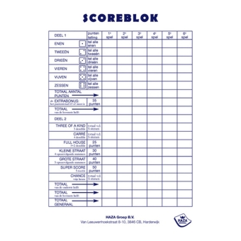 Yahtzee Scoreblok | 250 vel | 10 stuks