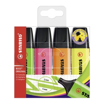 Stabilo  Boss Original | Markeerstift | 4 stuks