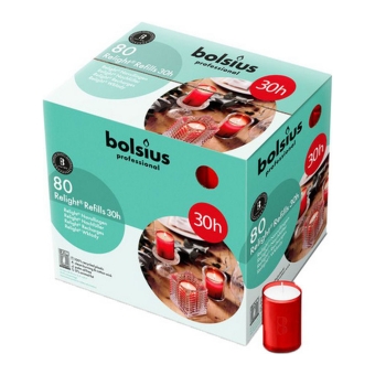 Bolsius | Relight Navulling Rood 30 Uur | 80 stuks