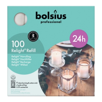 Bolsius | Relight transparant kaarsen | Navulling 100 stuks