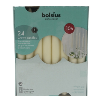 Bolsius | Kroonkaarsen | Ivoor | 24 stuks