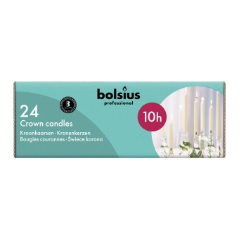 Bolsius | Kroonkaarsen | Ivoor | 24 stuks