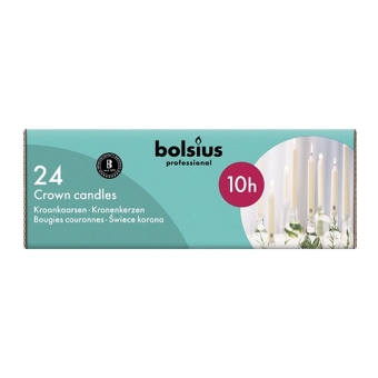 Bolsius | Kroonkaarsen | Wit | 24 stuks