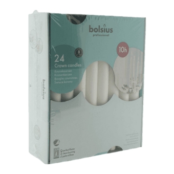 Bolsius | Kroonkaarsen | Wit | 24 stuks