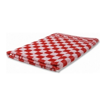 Wecoline | Keukenhanddoek | Rood-wit geblokt | 60 x 60 cm | 6 stuks