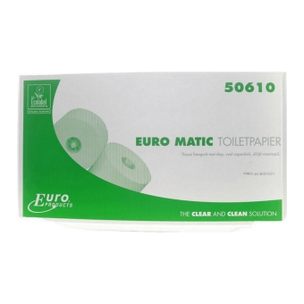 Euro Products | Recycled toiletpapier 2-laags | Doppenrol | Hoog wit | 36 x 100 meter