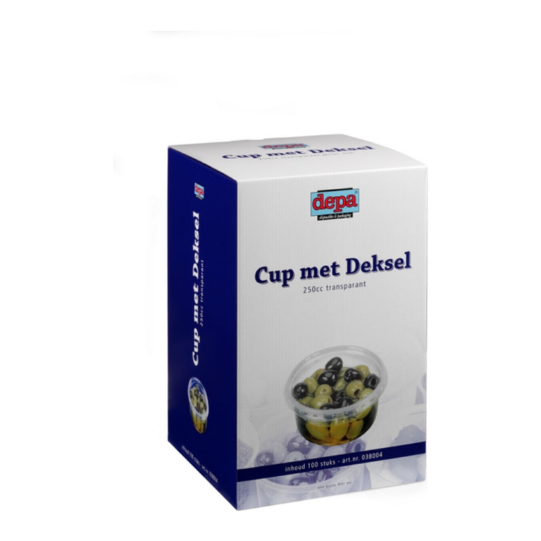 Cup met deksel 250 ml 100 stuks