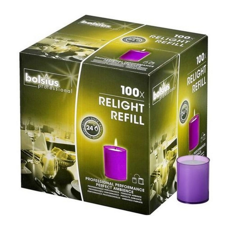 Bolsius | Relight Refill | Paarse kaarsen | Navulling 100 stuks