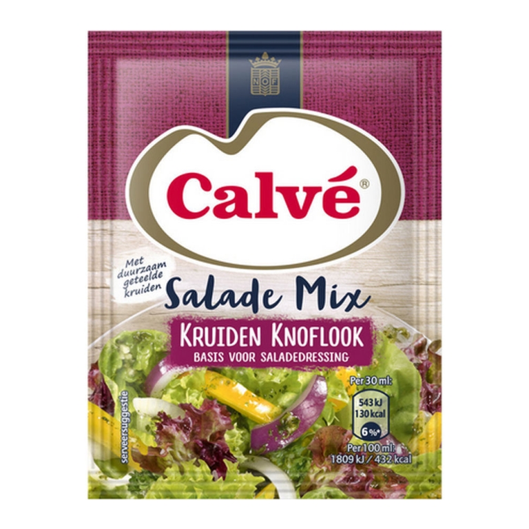 Calve | Salademix | Kruiden Knoflook | 12 x 3 x 8 gram