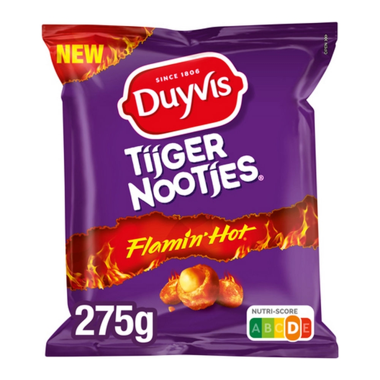 Duyvis | Tijgernoten Flamin&#39; Hot | 8 x 275 gram