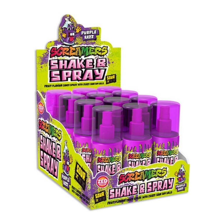 Screamers | Shake & Spray Purple Razz | 12 x 82 gram