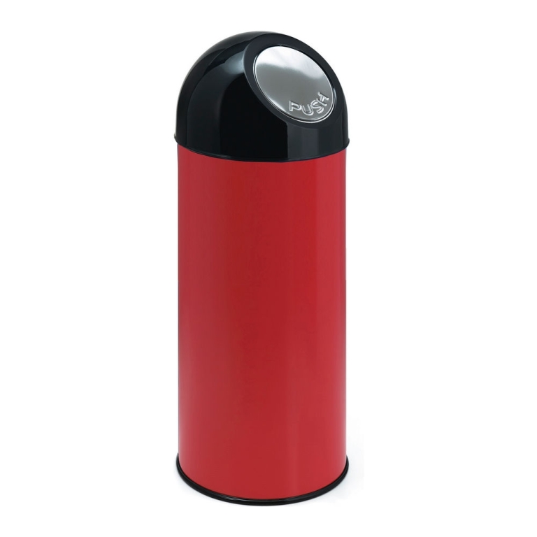 Prullenbak 55ltr pushdeksel en binnemmer rood/zwart