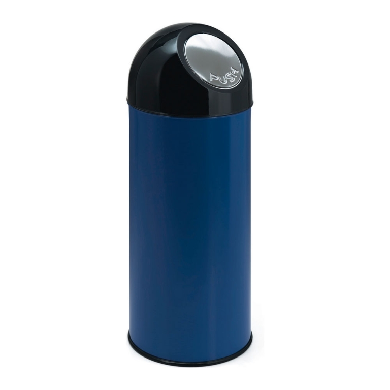 Prullenbak 55ltr pushdeksel en binnemmer blauw/zwart