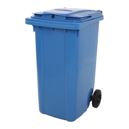 Container met papiergleuf en slot blauw